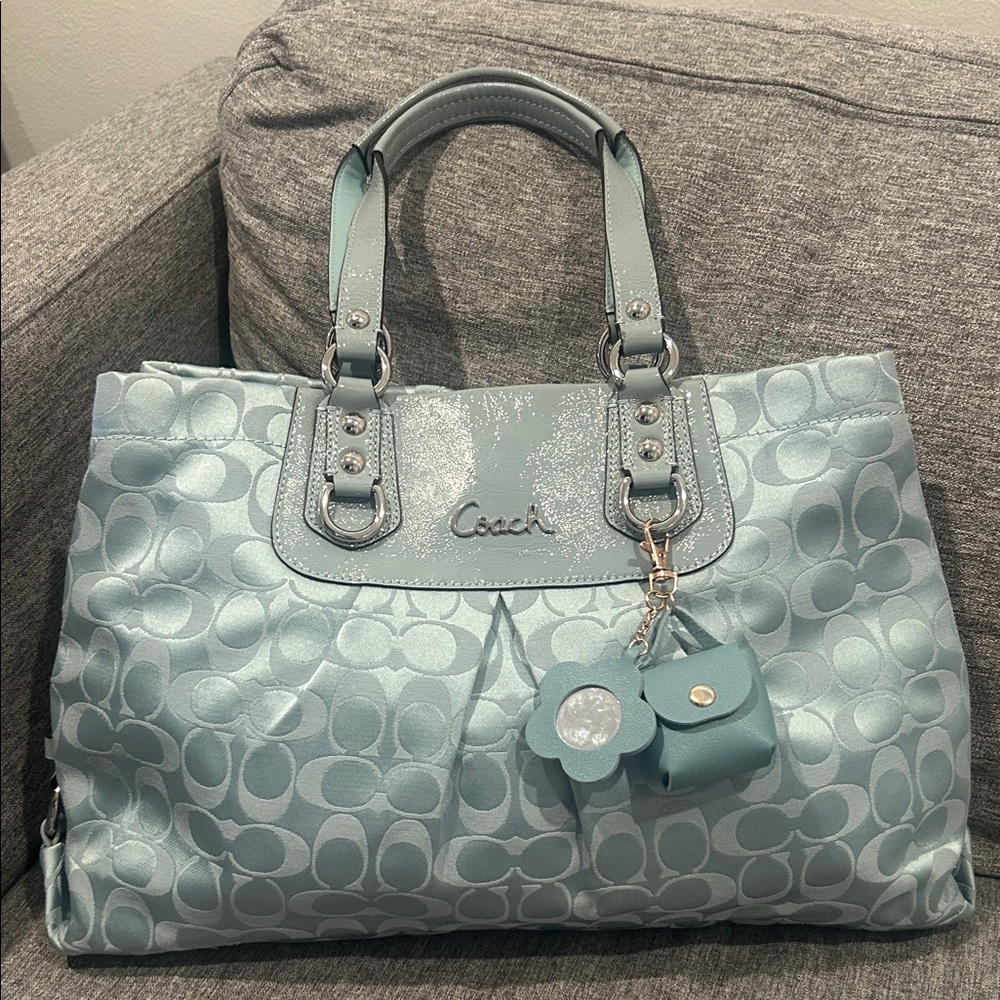 Coach Ashley Light Blue Signature Tote
